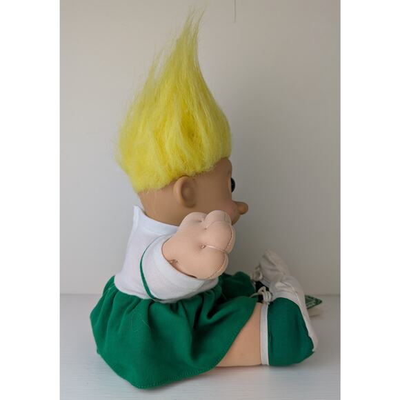 VTG Russ Troll Kidz Cheerleader w/ Tags Soft Body Yellow Hair Green White 12" - Picture 3 of 10